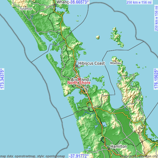 Topographic map of North Shore