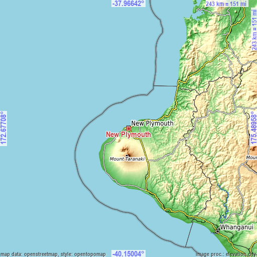 Topographic map of New Plymouth