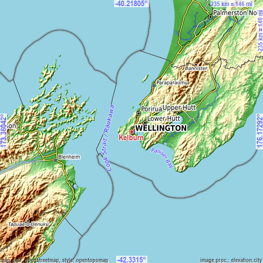 Topographic map of Kelburn