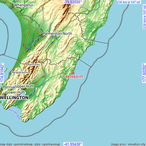 Topographic map of Castlepoint