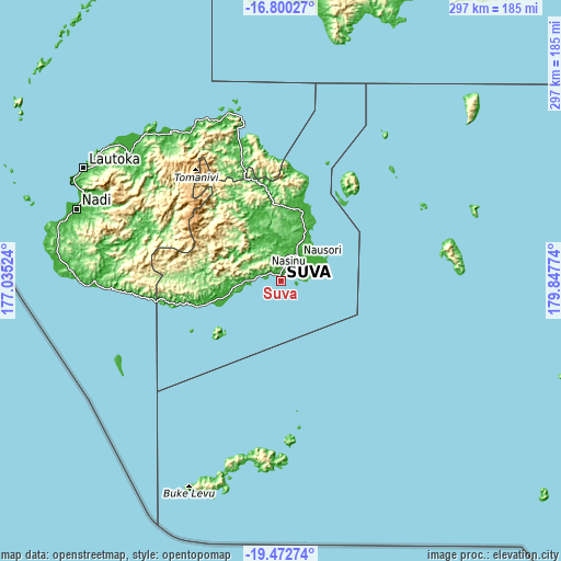 Topographic map of Suva