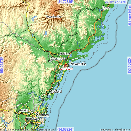 Topographic map of Lambton