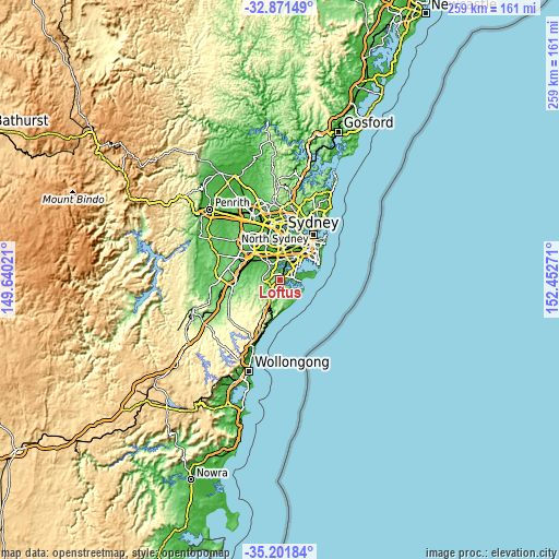 Topographic map of Loftus