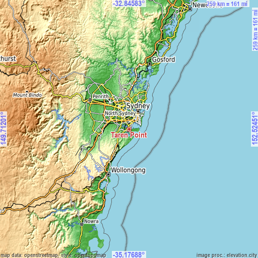 Topographic map of Taren Point