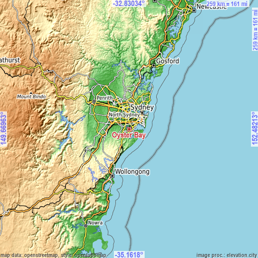 Topographic map of Oyster Bay