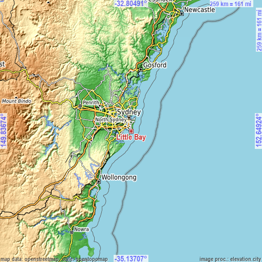 Topographic map of Little Bay