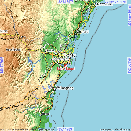 Topographic map of Sans Souci