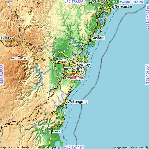 Topographic map of Peakhurst