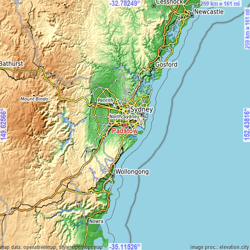 Topographic map of Padstow