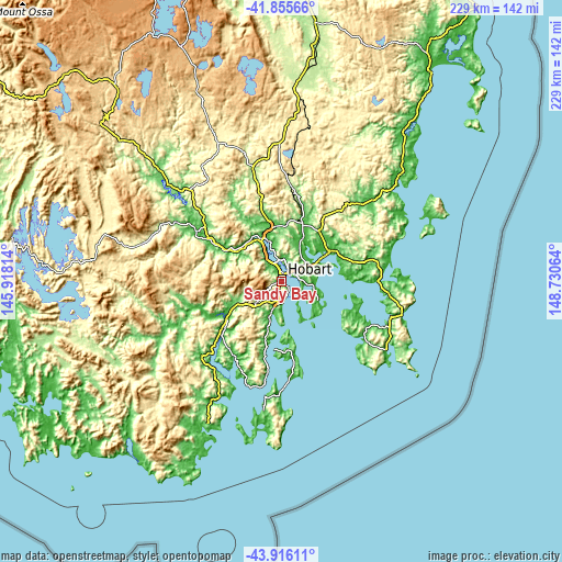 Topographic map of Sandy Bay