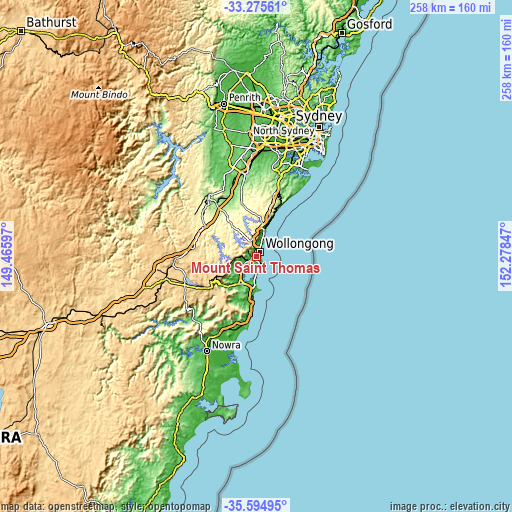 Topographic map of Mount Saint Thomas