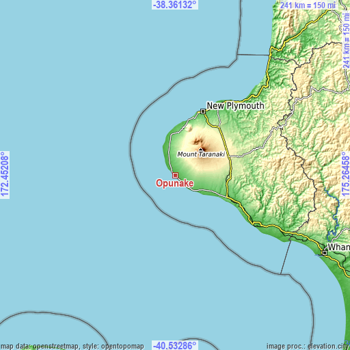 Topographic map of Opunake