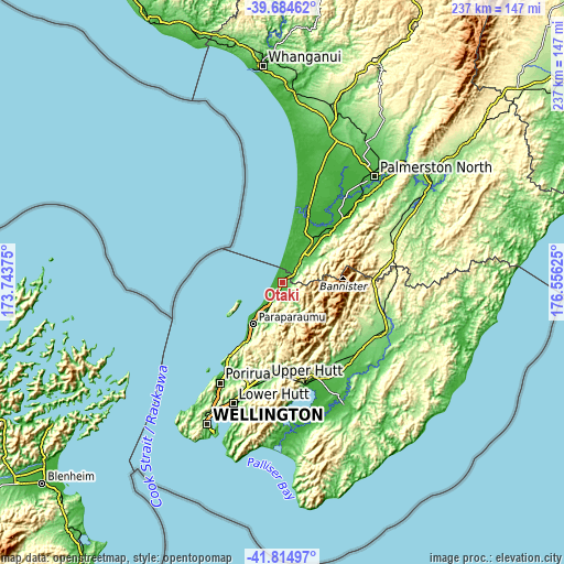 Topographic map of Otaki