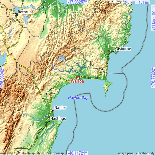 Topographic map of Wairoa