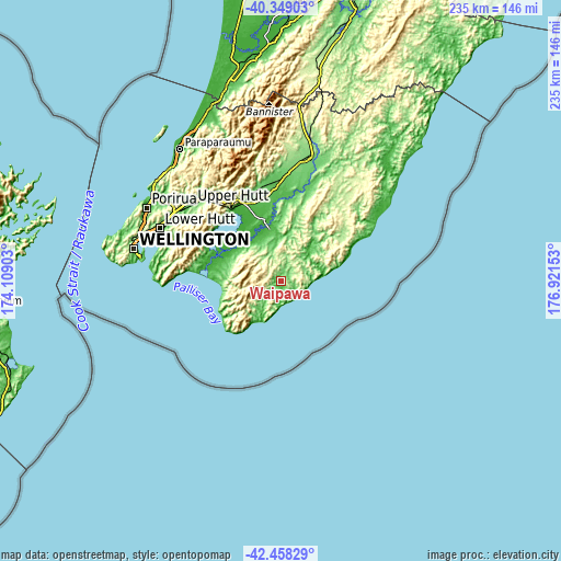 Topographic map of Waipawa