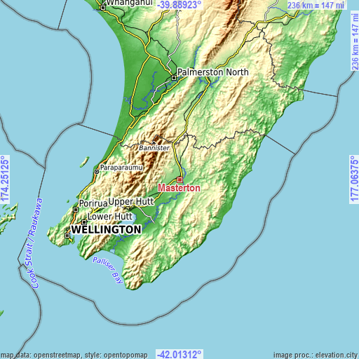 Topographic map of Masterton