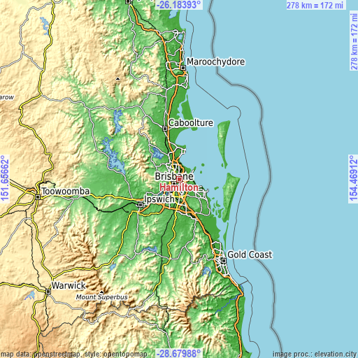 Topographic map of Hamilton