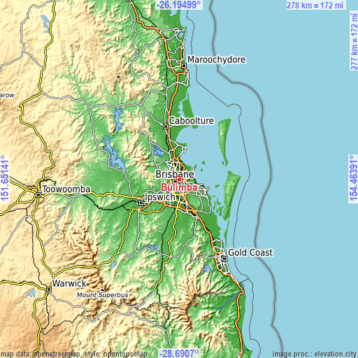 Topographic map of Bulimba