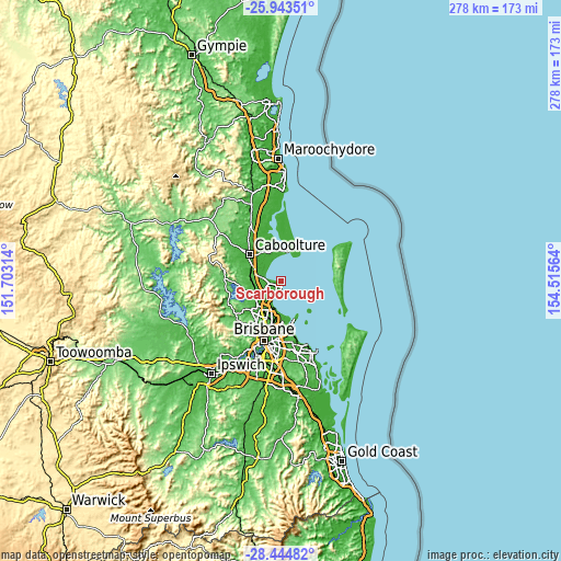 Topographic map of Scarborough