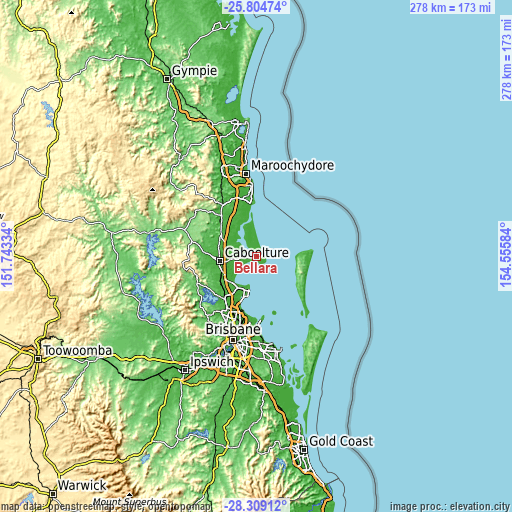 Topographic map of Bellara