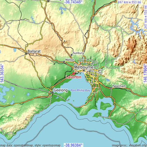 Topographic map of Laverton