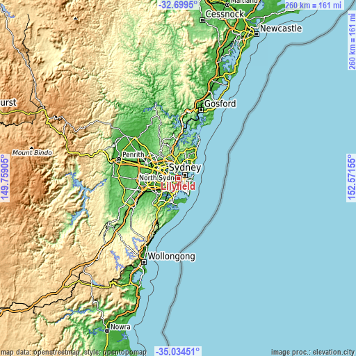 Topographic map of Lilyfield