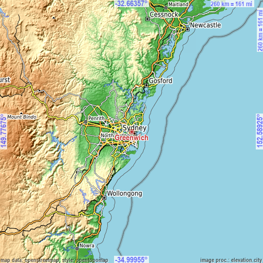 Topographic map of Greenwich