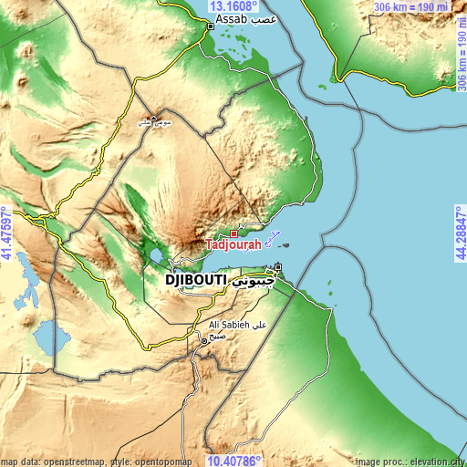 Topographic map of Tadjourah