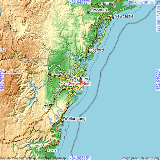 Topographic map of Crows Nest