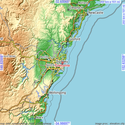 Topographic map of Cremorne
