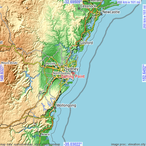 Topographic map of Darling Point