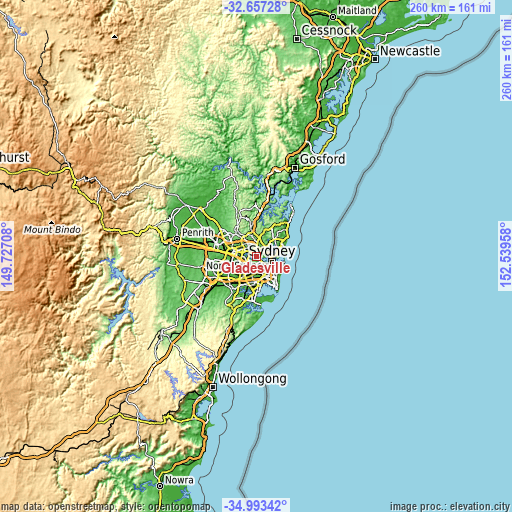 Topographic map of Gladesville