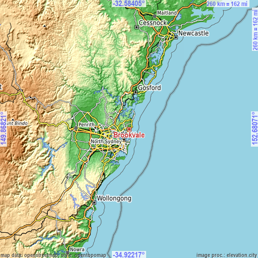 Topographic map of Brookvale