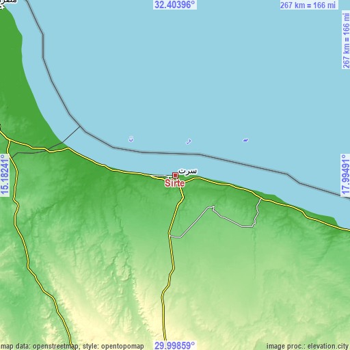 Topographic map of Sirte