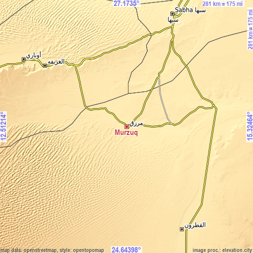 Topographic map of Murzuq