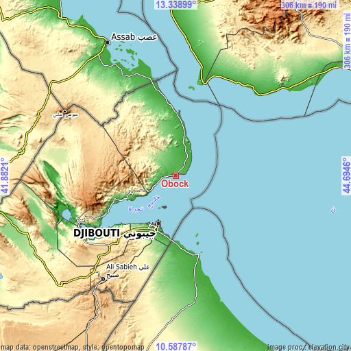 Topographic map of Obock