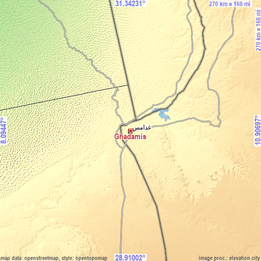 Topographic map of Ghadāmis