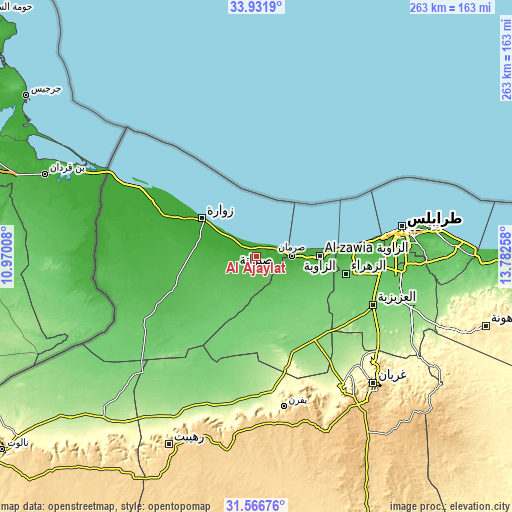 Topographic map of Al Ajaylat