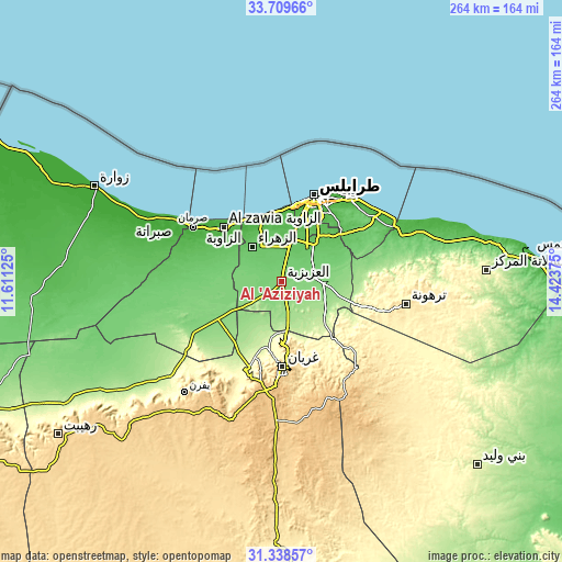 Topographic map of Al ‘Azīzīyah