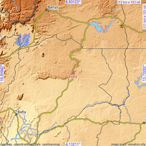 Topographic map of Yoko