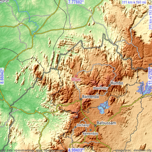 Topographic map of Wum