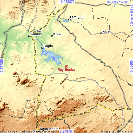 Topographic map of Rey Bouba