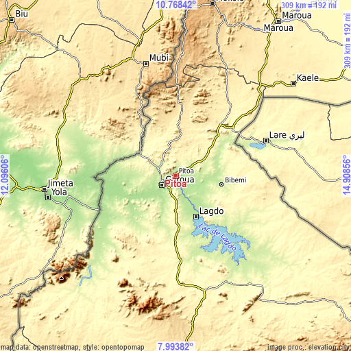 Topographic map of Pitoa