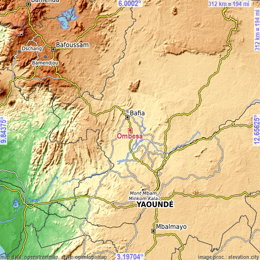 Topographic map of Ombésa