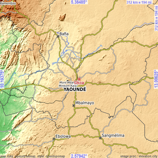 Topographic map of Okoa