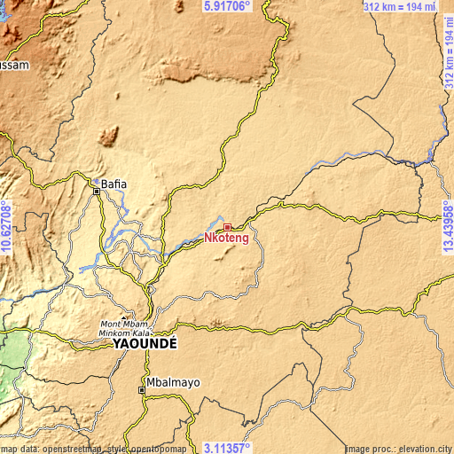 Topographic map of Nkoteng