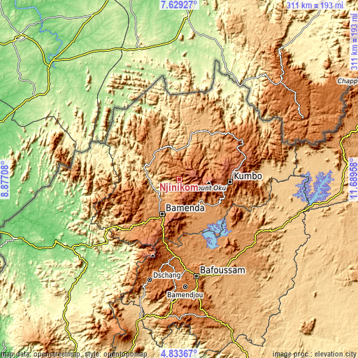 Topographic map of Njinikom