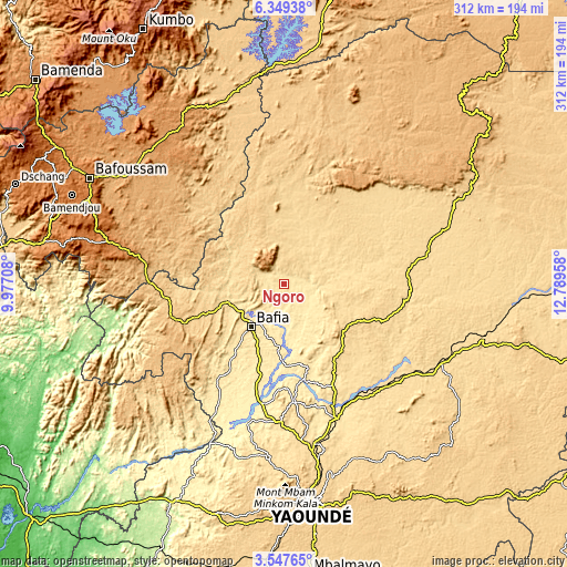 Topographic map of Ngoro