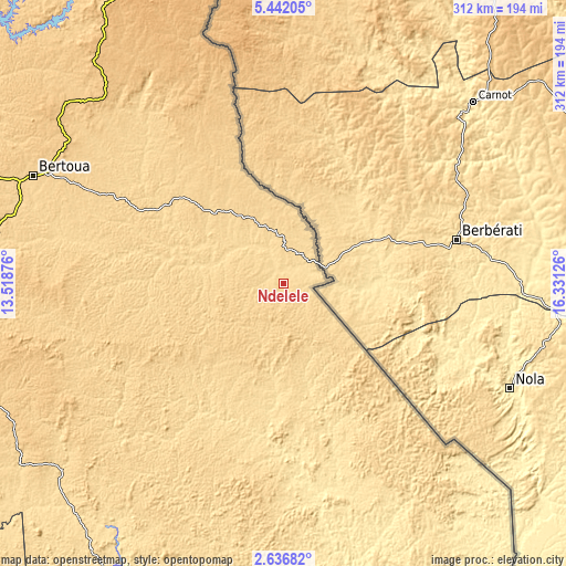 Topographic map of Ndelele