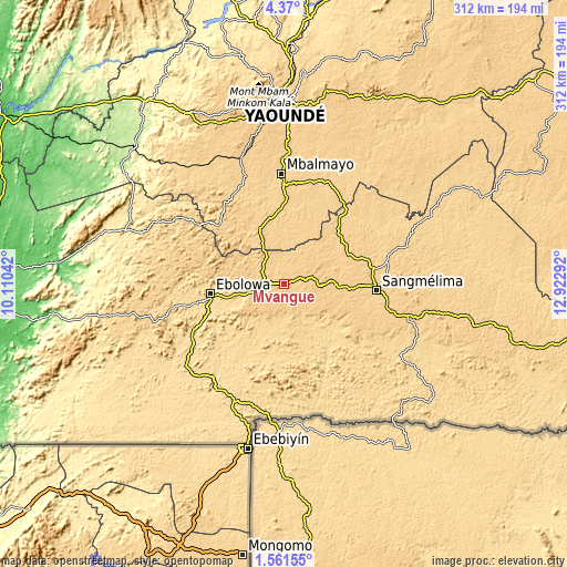 Topographic map of Mvangué